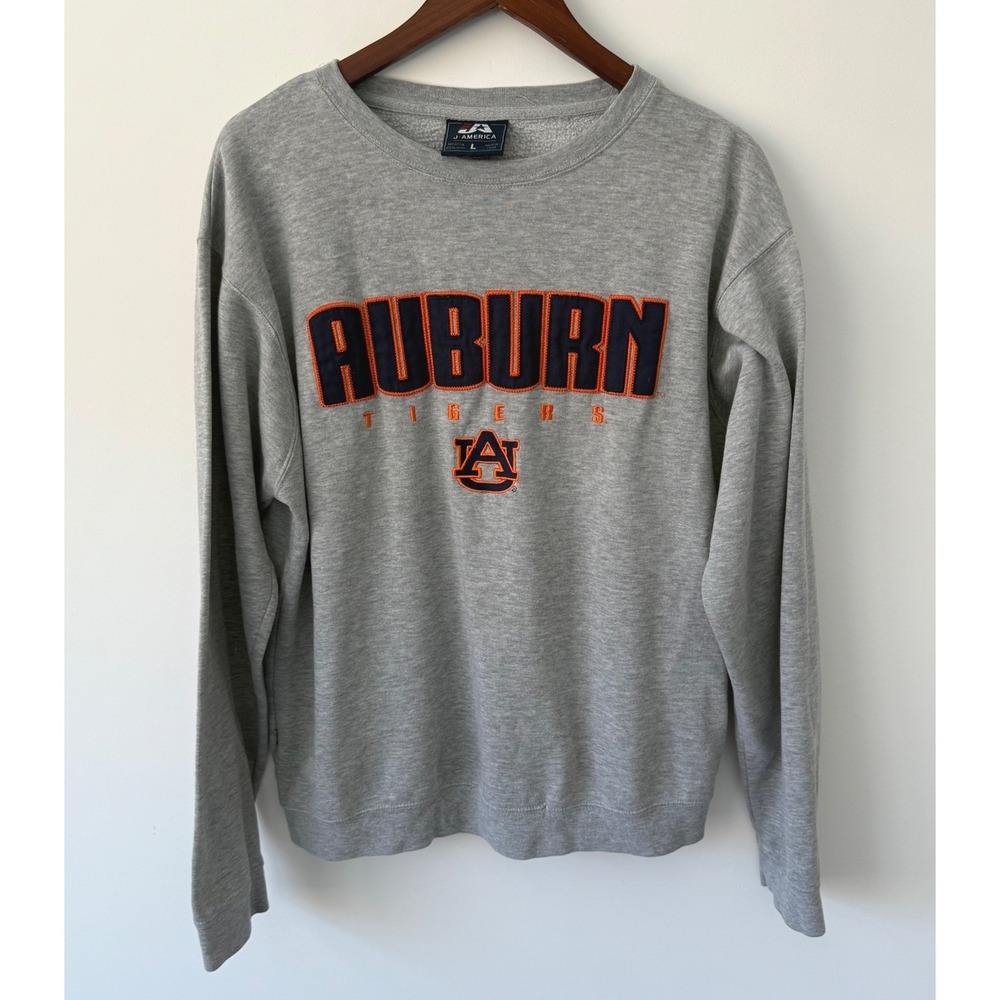 J‎ America Auburn Tigers Women's Crewneck Sweatshirt Gray Sz Large Embroidered